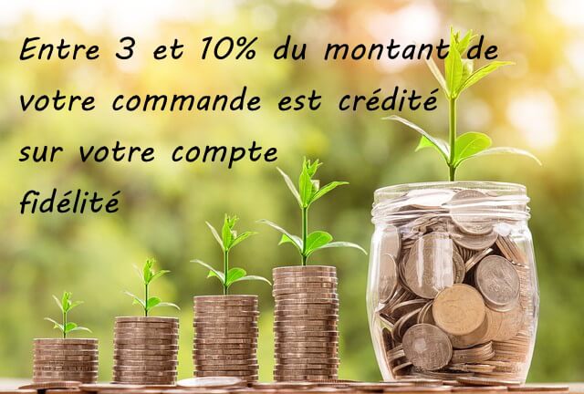 Entre 3 et 10% du montant de votre achat est crédité sur le compte fidélité
